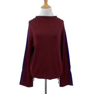 Splendid Sweater Womens XS Extra Small Burgundy Cashmere Blend Cobalt Stripe